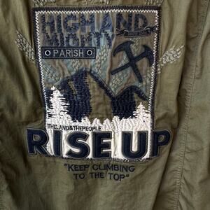 Parish Nation Men's Olive Utility Shirt L Rise Up Graphic Military Streetwear
